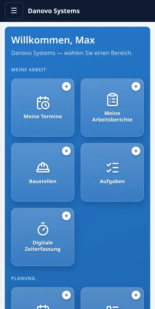 Startseite von Danovo Systems am Handy